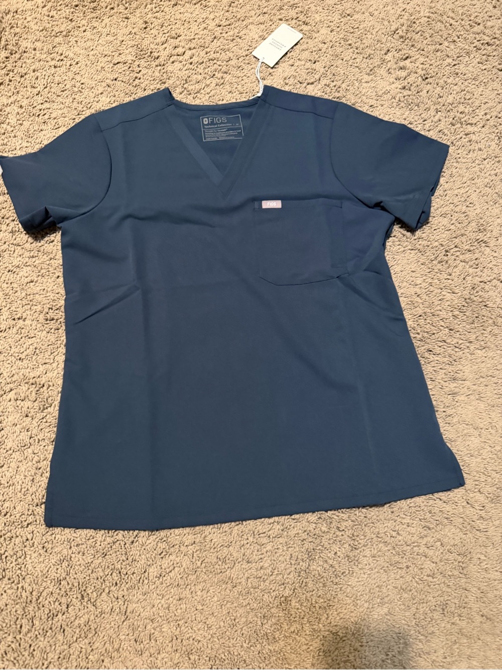 Figs Navy V-Neck Medical Scrub Top
